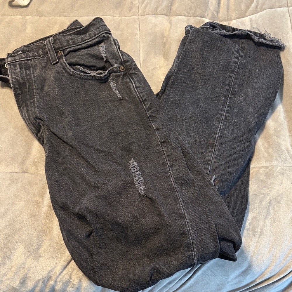 Abercrombie & Fitch High-Rise Distressed Black Jeans